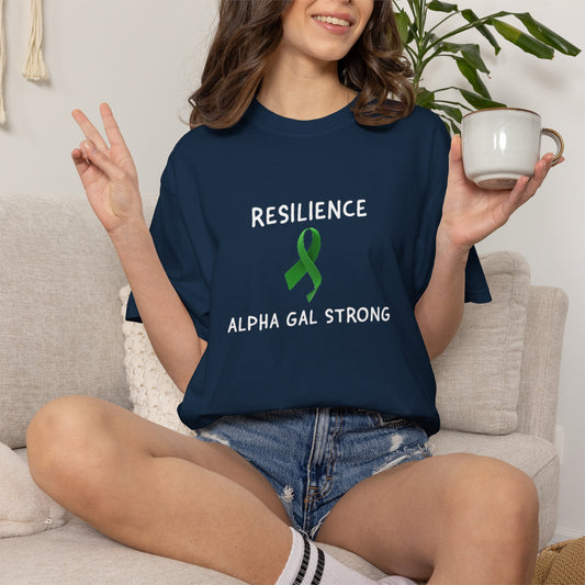 Resilience Alpha Gal Strong Short Sleeve Tee — Green Awareness Ribbon Tee