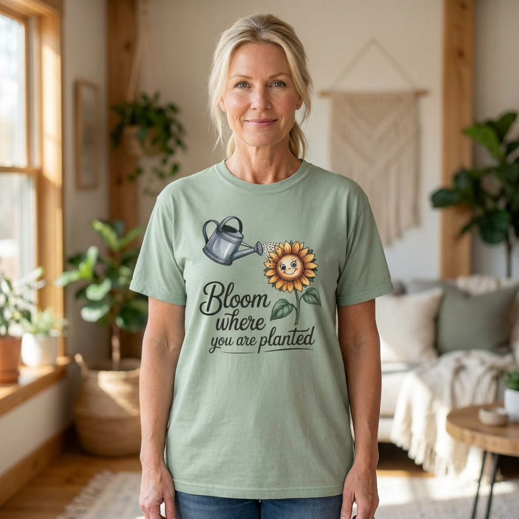 Bloom Where You Are Planted Sunflower Short Sleeve Tee