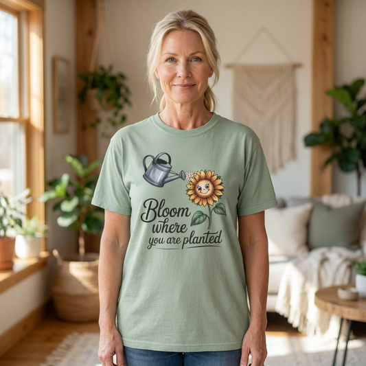 Bloom Where You Are Planted Sunflower Short Sleeve Tee